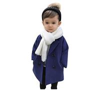 Manteau cranté Col Veste Bébé Breasted Laine Élégant Double Manteau Manteau Enfant Trench Plaid Manteau et Veste Enfants 4, Marine, 4-5 ans