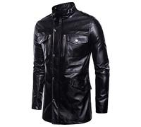 Manteau Cuir Homme 3/4 2022 Biker Slim Fit Pas Cher Veste Moto Plus Velours Motard Automne Doublure Chaude Blouson Homme Cuir Veste Cuir Homme Noir Cuir Hiver Moto Blouson Moto Hiver Veste Moto Cuir