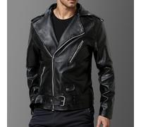 Manteau de moto élégant pour homme en cuir synthétique, parfait pour une tenue décontractée d'affaires cette saison (4XL, noir)