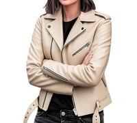 Manteau de moto en similicuir pour femme, blouson aviateur 2025, style motard, mode automne, vêtements d'extérieur, kaki, petit