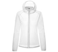 Manteau de pluie à capuche imperméable et léger pour femme avec poches, style bouton, design pliable, coupe-vent pour les trajets quotidiens, tenue décontractée, pluie légère, blanc, M