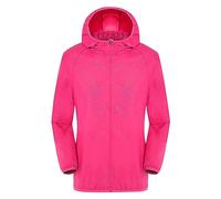 Manteau de pluie à capuche pour femme - Imperméable - Respirant - Coupe-vent - Longue veste de transition - Imperméable - Léger - Fine parka de pluie, Rose chaud, XXXXL