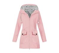 Manteau De Pluie Femme Grande Taille Manteau Mi Saison Avec Poche Léger Trench-Coat Décontracté Veste Imperméable À Capuche Couleur Unie Blouson Vêtements Camping Coupe-Vent D'extérieur Randonnée