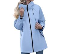 Manteau De Pluie Femme Léger Veste Imperméable À Capuche Zippé Trench-Coat Couleur Unie Blouson Avec Poche Décontracté Manteau Mi Saison Vêtements D'extérieur Coupe-Vent Randonnée Camping