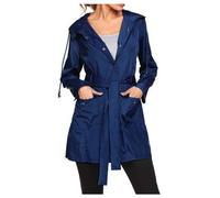 Manteau De Pluie Femme,Veste De Pluie Femme ImperméAble Grande Taille Coupe Vent Impermeable Capuche avec Ceinture RéGlable Trench Coat Mi Long LéGer Et Respirant Veste Softshell