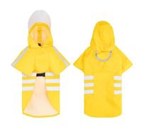 Manteau de pluie imperméable en polyuréthane pour chien avec bandes réfléchissantes haute visibilité, veste de pluie à capuche 2 jambes, facile à mettre et à enlever, vêtement de pluie d'extérieur