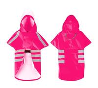 Manteau de pluie imperméable en polyuréthane pour chien avec bandes réfléchissantes haute visibilité, veste de pluie à capuche 2 jambes, facile à mettre et à enlever, vêtement de pluie d'extérieur
