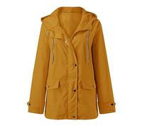 Manteau de pluie imperméable en toile cirée - Poches solides - Veste zippée - Entraînement - Veste de pluie coupe-vent pour l'extérieur - Doudoune, Orange, XXL