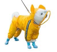 Manteau de pluie imperméable pour chien avec bandes réfléchissantes, poignets élastiques, couverture complète, tailles S-XXL (ours jaune, M)