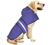 Manteau de pluie imperméable pour chiens de petite, moyenne et grande taille avec bandes réfléchissantes et sangle ventrale réglable Bleu ardoise