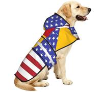 Manteau de pluie imperméable réfléchissant pour chien, à capuche réglable avec trou pour laisse, motif drapeau américain de l'Espagne