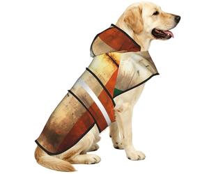 Manteau de pluie imperméable réfléchissant pour chien, manteau à capuche réglable avec trou pour laisse, motif drapeau irlandais rétro, taille 3XL
