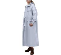 Manteau de pluie long avec capuche amovible pour homme et femme | Combinaison de pluie intégrale double couche robuste pour randonnée en plein air | Toutes saisons | Unisexe, gris clair, XL