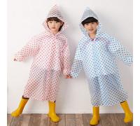 Manteau de pluie long en EVA pour enfants avec motifs de pois imprimés de dessins animés, imperméable transparent non jetable, à la mode et adapté pour les élèves allant à l'école ou faire du camping.