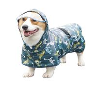 Manteau de pluie pour animaux de compagnie, manteau de pluie pour chiot, réglable, imperméable, avec trou de corde, rayures | Veste de pluie imperméable pour chien, vêtements à capuche coupe-vent pour