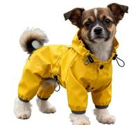 Manteau de pluie pour chien - 33 cm - En polyester - Imperméable à capuche - Léger et réglable - Garde les chiens de petite et moyenne taille au sec et visibles pendant la pluie, les promenades, la