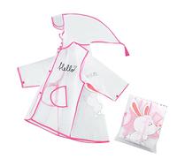 Manteau de pluie pour enfant garçon fille motif lapin dessin animé EVA transparent poncho avec chapeau mode transparent bébé avec, Rose, 2-3 ans