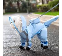 Manteau de pluie pour petit chien - Avec pieds et queue enveloppés - Peut être LED - Pour bichon, nounours, chihuahua, maltais - Bleu - Taille S