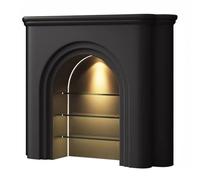 Manteau de poêle de foyer électrique Armoire de cheminée décorative avec éclairage LED et étagères, rangement arqué moderne(Noir,Moyen)