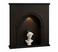 Manteau de poêle de foyer électrique Étagère de cheminée décorative, armoire arquée Vintage(Noir,Grand)