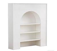 Manteau de poêle de foyer électrique Manteau de cheminée arqué blanc, armoire décorative, étagère rangement ouverte autoportante(Petit)