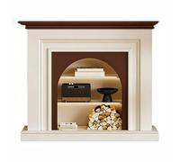 Manteau de poêle de foyer électrique Manteau de cheminée arqué, cadre en bois campagne française, autoportant(Bruin,XL)