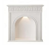 Manteau de poêle de foyer électrique Manteau de cheminée arqué moderne avec éclairage LED, contour décoratif(Blanc,Grand)