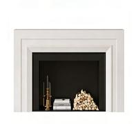 Manteau de poêle de foyer électrique Manteau de cheminée en bois d'hévéa massif, classique et moderne, contour blanc crème finition noire(Blanc,Petit)