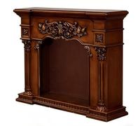 Manteau de poêle de foyer électrique Manteau de cheminée sculpté orné, cadre décoratif fabriqué à la main(Blanc,Moyen)