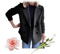Manteau décontracté à manches patchwork tricotées avec bouton de revers pour femmes, pull blazer croisé (Noir,TTG)