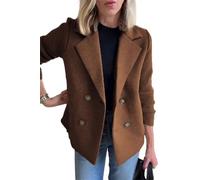 Manteau décontracté tricoté à manches patchwork à revers pour femme, style court, double boutonnage, blazer doux pour femme, marron foncé, 4XL