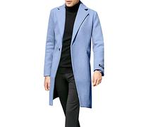 Manteau d'équitation de style britannique - Léger - Veste mi-saison - Pour homme - Veste longue élégante - Coupe ajustée - Col montant / revers - Doublure chaude, C #1., XXL