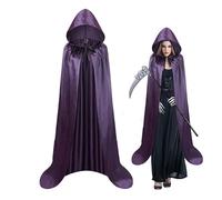 Manteau d'Halloween, 150 cm Halloween Vampire Cape à Capuche, Corbeau Cosplay Robe Unisexe Long Manteau pour Théâtre Magicien Déguisement Mascarade Vacances Marchés Médiévaux