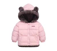 Manteau d'hiver à capuche avec oreilles d'ours et poche pour tout-petits garçons et filles, deux usures, épais, coupe-vent, fermeture éclair, trench-coat chaud (rouge, 4 à 5 ans)