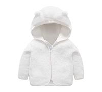 Manteau d'hiver à capuche coupe-vent pour bébé - Vêtement d'extérieur chaud - Veste d'hiver doublée, Blanc., 18-24 mois
