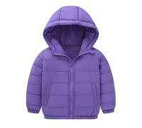 Manteau d'hiver à Capuche pour Tout-Petits garçons et Filles, Veste épaisse, Coupe-Vent, Fermeture éclair, vêtements d'extérieur Chauds (Purple, 4-5 Years)