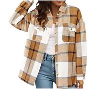 Manteau d'hiver à carreaux pour femme - Veste chaude en peluche - Manches longues - Décontracté - Chaud - Manteau d'extérieur