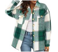 Manteau d'hiver à carreaux pour femme - Veste chaude en peluche - Manches longues - Décontracté - Chaud - Manteau d'extérieur