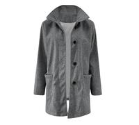 Manteau d'hiver boutonné en laine pour femme - Manteau à double boutonnage pour femme - Manteaux longs - Veste de gym en flanelle - Doudoune d'hiver - Veste de sport d'hiver, gris, 3XL