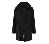 Manteau d'hiver boutonné en laine pour femme - Manteau à double boutonnage pour femme - Manteaux longs - Veste de gym en flanelle - Doudoune d'hiver - Veste de sport d'hiver, Noir , 3XL