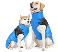 Manteau d'hiver Chaud Doublé Polaire pour Animaux De Compagnie, avec Col Roulé, Coupe-Vent, Imperméable, Shiba Inu, Bulldog, Golden Retriever, Labrador,Bleu,3XL