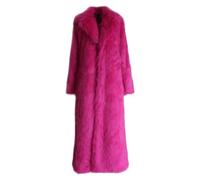 Manteau d'hiver chaud en fausse fourrure pour femme, manteau long à revers épais, rose, XL