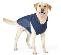 Manteau d'hiver Chaud pour Chien, Design À Col Haut, Polaire Réfléchissante Et Imperméable, Veste Bouledogue Labrador Greyhound avec Trou pour Laisse,Bleu,L