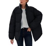 Manteau d'hiver chaud pour femme - Veste d'hiver élégante - Manteau d'hiver à capuche - Veste à capuche - Couleur unie - Parapluie court - Manteau en coton à manches longues, Noir , XL