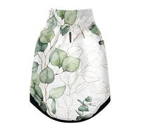 Manteau d'hiver coupe-vent en polaire extra chaud pour chien et chat avec branches d'eucalyptus dorées, feuilles linéaires dorées et dorées avec trous de suspension, taille S