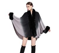 Manteau d'hiver dégradé, Veste, châle en Fausse Fourrure, étole, Cape, Cardigan Long pour Mariage ou soirée, p