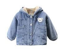 Manteau d'hiver en jean pour tout-petit, vêtements épais pour enfants, chaud et mignon, veste rembourrée avec doublure en polaire, vêtements d'extérieur doux au toucher, vêtements d'hiver durables, 02
