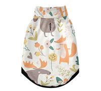 Manteau d'hiver en polaire coupe-vent pour chien et chat avec trous de suspension, forêt d'automne avec ours, lièvre, écureuil, élan, hibou, renard, fleurs, taille XXS