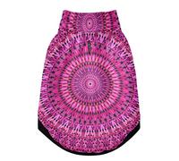 Manteau d'hiver en polaire pour chien et chat avec trous de suspension, motif kaléidoscope floral mandala floral tribal ethnique rose taille M