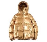 Manteau d'hiver épais et brillant pour homme - Doudoune brillante à capuche pour homme, doré, XL